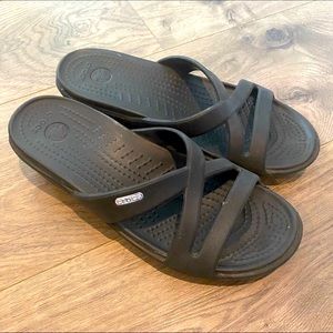 Crocs Black Wedge Sandals